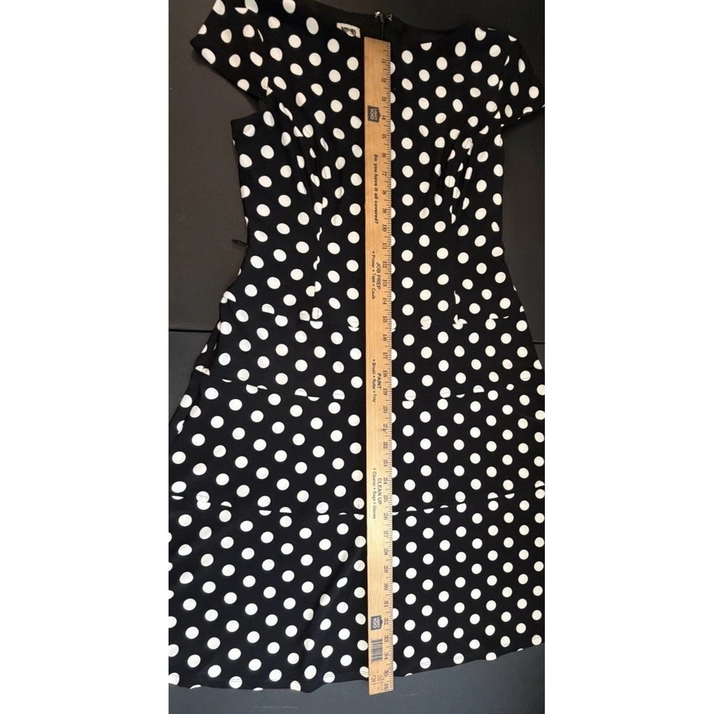 AK by Anne Klein Size 8 Cap Sleeve Black  &‎ White Polka Dot A-Line Dress - Picture 9 of 16